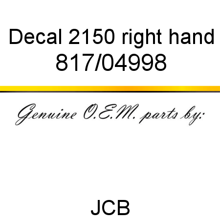 Decal, 2150, right hand 817/04998