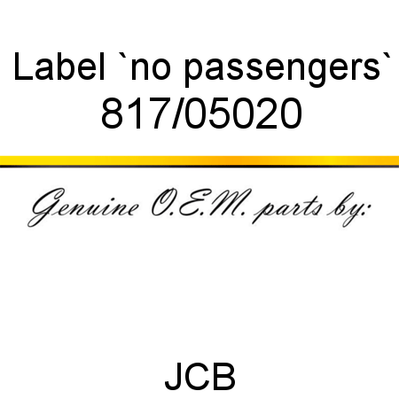 Label, `no passengers` 817/05020