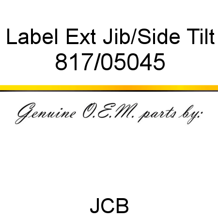 Label, Ext Jib/Side Tilt 817/05045