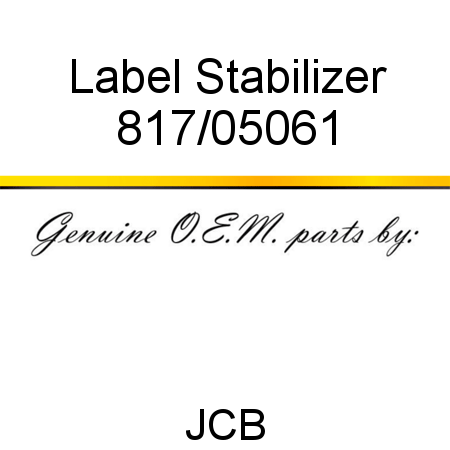 Label, Stabilizer 817/05061