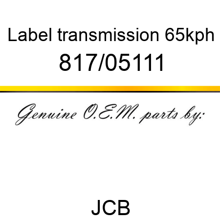 Label, transmission, 65kph 817/05111