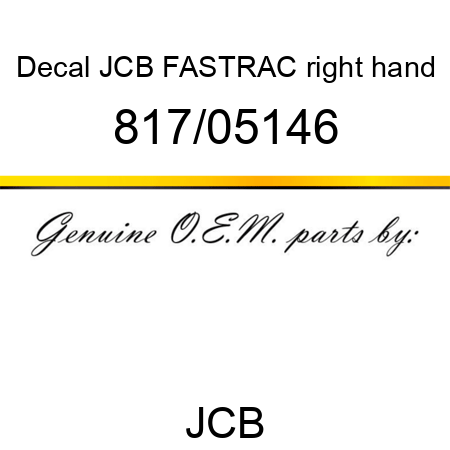 Decal, JCB FASTRAC, right hand 817/05146