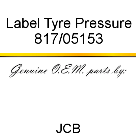 Label, Tyre Pressure 817/05153