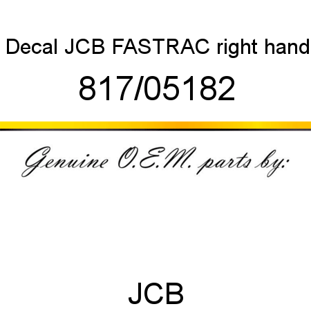 Decal, JCB FASTRAC, right hand 817/05182