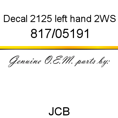 Decal, 2125, left hand, 2WS 817/05191