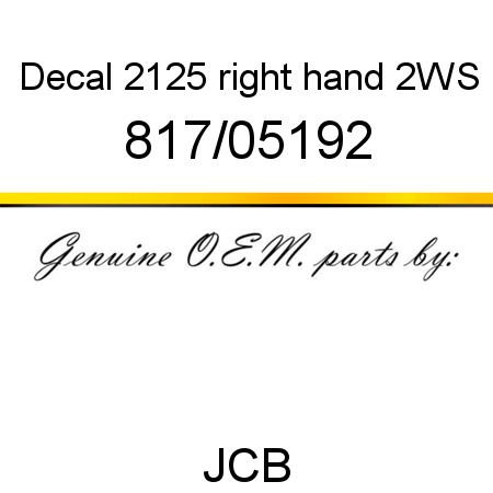 Decal, 2125, right hand, 2WS 817/05192