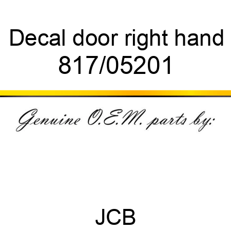 Decal, door, right hand 817/05201