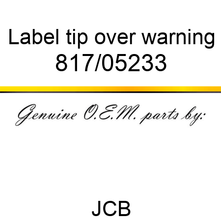 Label, tip over warning 817/05233