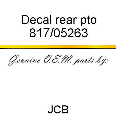 Decal, rear pto 817/05263