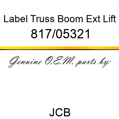 Label, Truss Boom, Ext Lift 817/05321