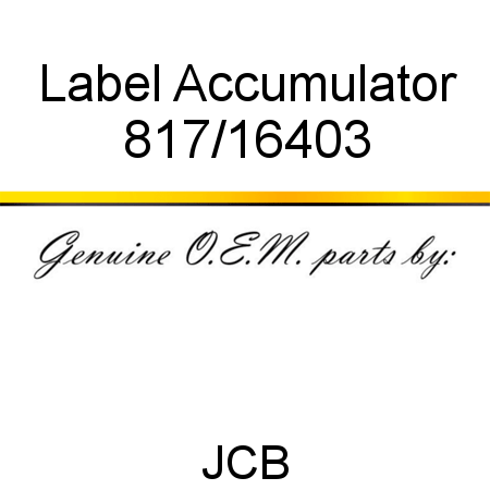 Label, Accumulator 817/16403