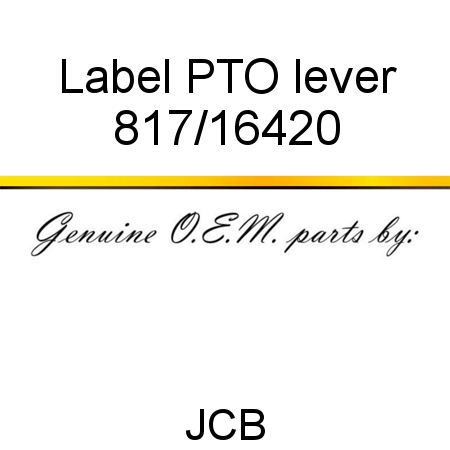 Label, PTO lever 817/16420