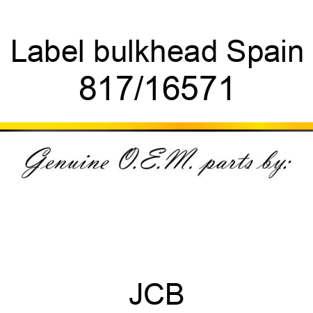 Label, bulkhead, Spain 817/16571