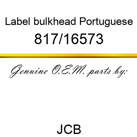 Label, bulkhead, Portuguese 817/16573