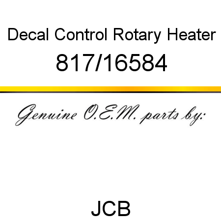 Decal, Control, Rotary Heater 817/16584