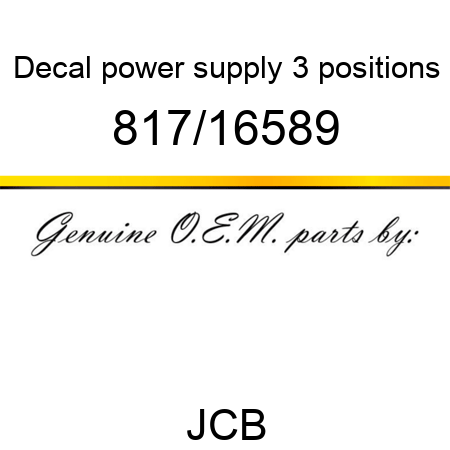 Decal, power supply, 3 positions 817/16589