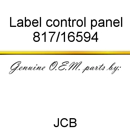 Label, control panel 817/16594
