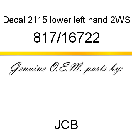 Decal, 2115 lower left hand, 2WS 817/16722