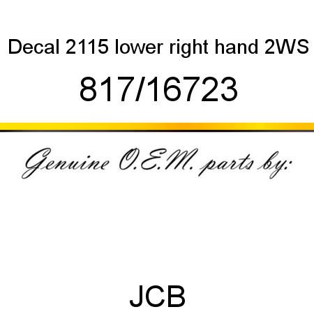 Decal, 2115 lower, right hand, 2WS 817/16723