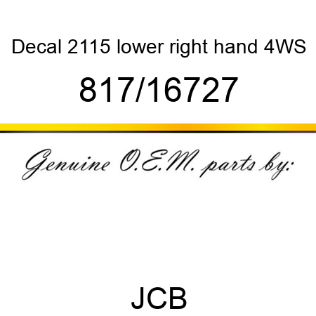 Decal, 2115 lower, right hand, 4WS 817/16727