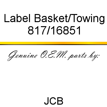 Label, Basket/Towing 817/16851