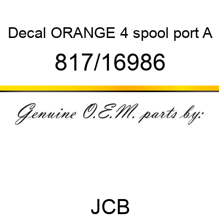 Decal, ORANGE, 4 spool port A 817/16986