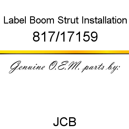 Label, Boom Strut, Installation 817/17159