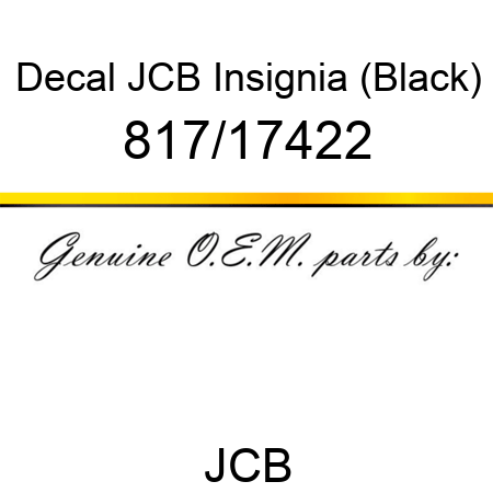 Decal, JCB Insignia (Black) 817/17422