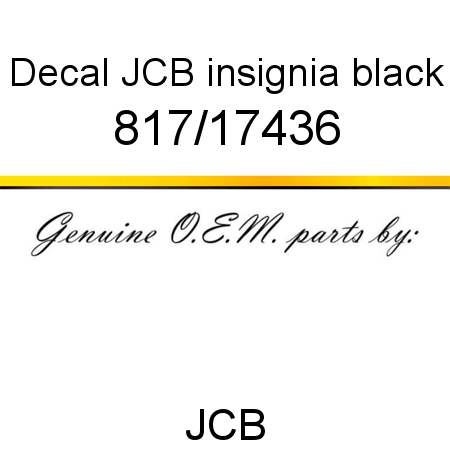 Decal, JCB insignia, black 817/17436