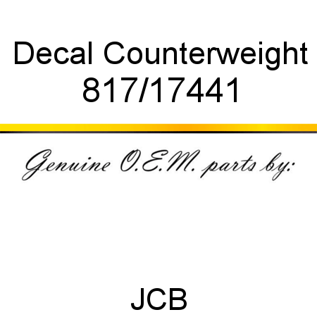 Decal, Counterweight 817/17441
