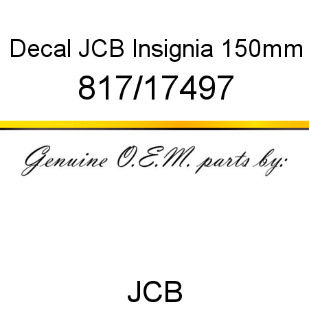 Decal, JCB Insignia, 150mm 817/17497