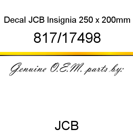 Decal, JCB Insignia 250 x 200mm 817/17498