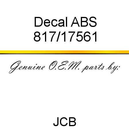Decal, ABS 817/17561