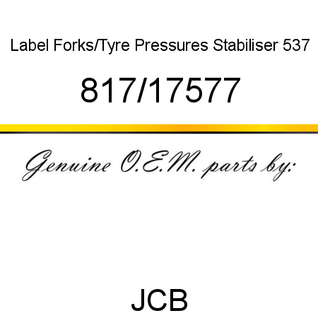 Label, Forks/Tyre Pressures, Stabiliser, 537 817/17577