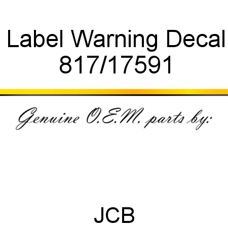 Label, Warning Decal 817/17591