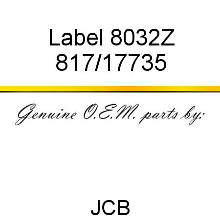 Label, 8032Z 817/17735