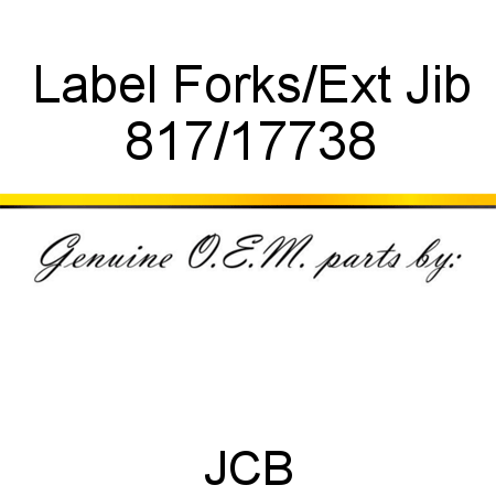 Label, Forks/Ext Jib 817/17738