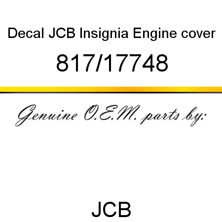 Decal, JCB Insignia, Engine cover 817/17748