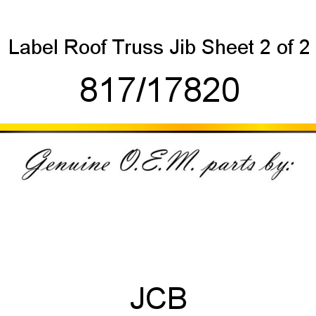 Label, Roof Truss Jib, Sheet 2 of 2 817/17820