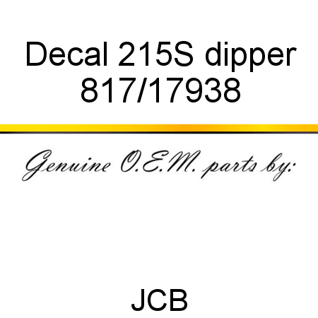 Decal, 215S, dipper 817/17938