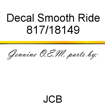 Decal, Smooth Ride 817/18149