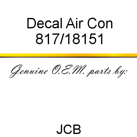 Decal, Air Con 817/18151