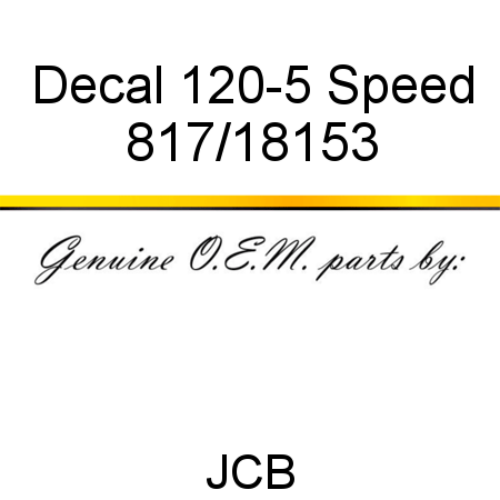 Decal, 120-5 Speed 817/18153