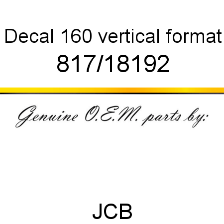 Decal, 160, vertical format 817/18192