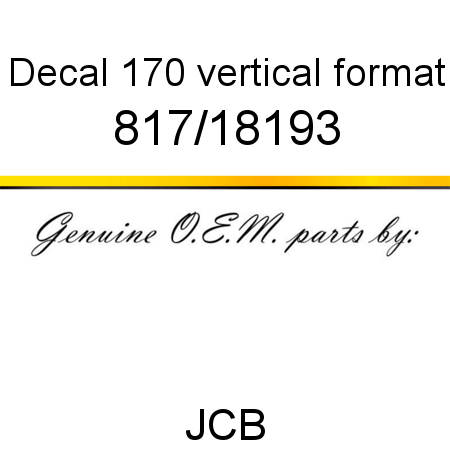Decal, 170, vertical format 817/18193