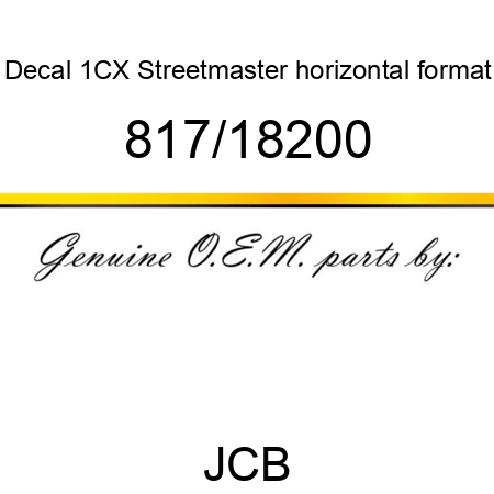 Decal, 1CX Streetmaster, horizontal format 817/18200