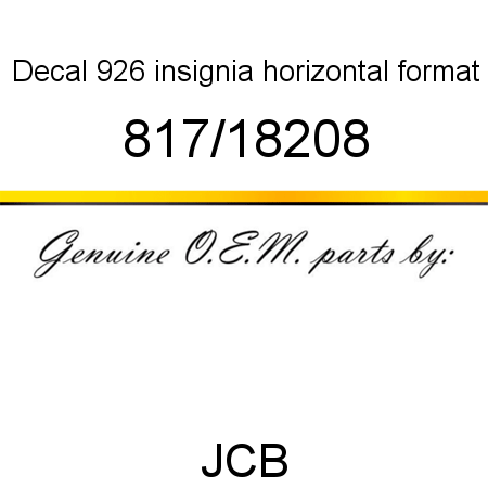 Decal, 926 insignia, horizontal format 817/18208