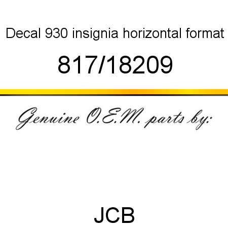 Decal, 930 insignia, horizontal format 817/18209