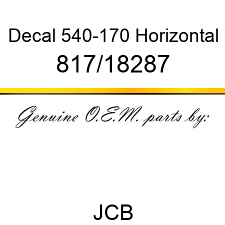 Decal, 540-170, Horizontal 817/18287