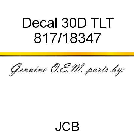 Decal, 30D TLT 817/18347